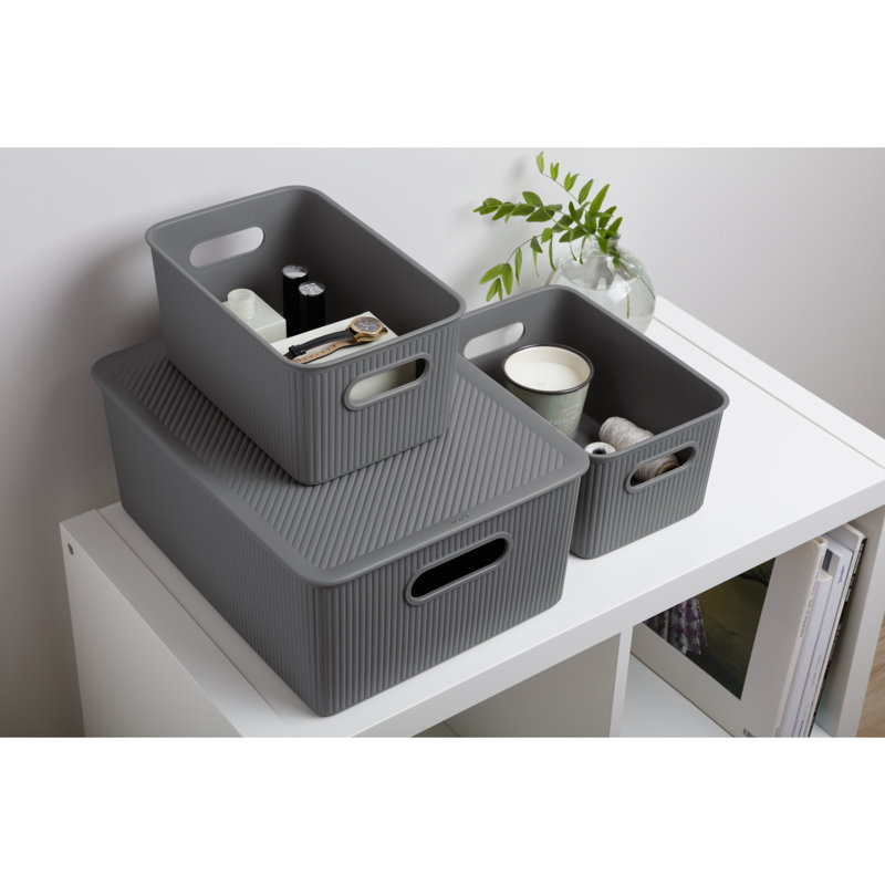Cube en plastique, Gris, H 6,25 po x l 15 po x P 12 po