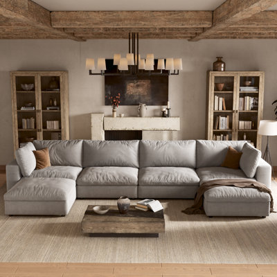 6 Piece 142" Upholstered Modular Sectional Sofa with Storage