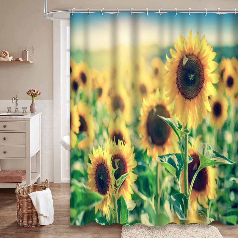 Rideau de douche avec 12 crochets Sunflower, L 72 po x l 84 po