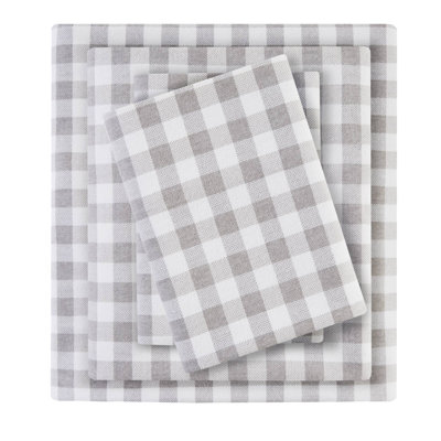 Printed Sheet Set Gray Herringbone Check