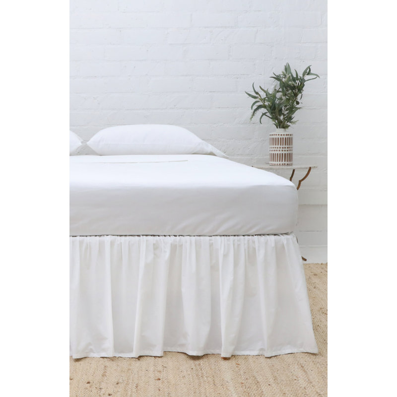  Gathered Ruffled Cotton Sateen 18" Drop Queen Bedskirt, Queen