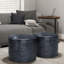 Repose-pieds rembourré en cuir véritable bleu marine Connor l 18 po-51269755