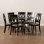Ensemble de salle à manger Elam pour six personnes en sable / brun foncé avec quatre pieds, H 29,9 po x l 44,9 po x P 44,9 po-242672624-242672626