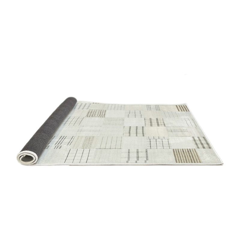 Tapis abstrait crème / gris, Rond 4 pi