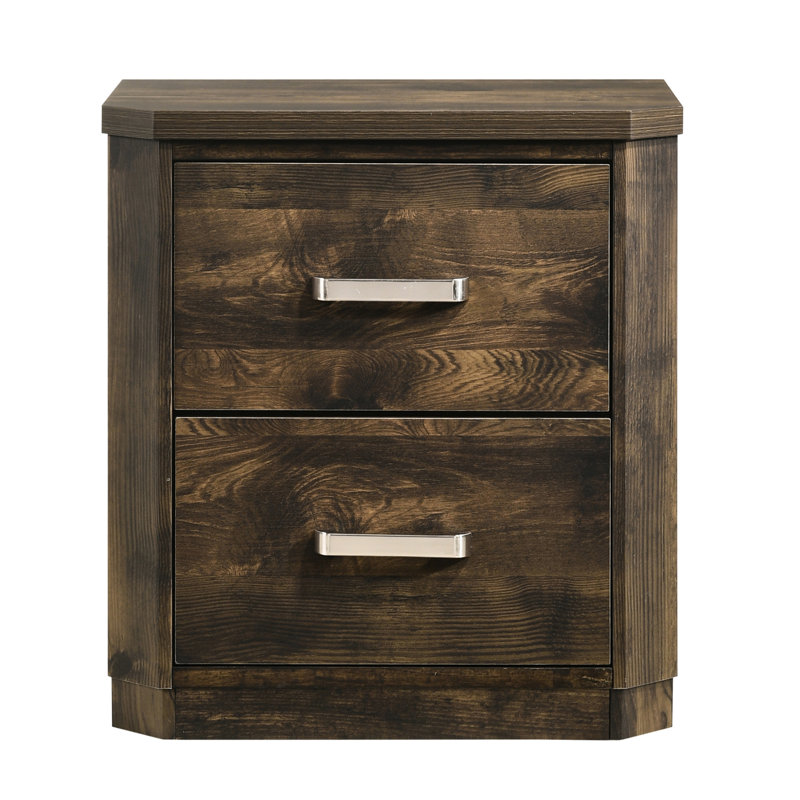 Bedroom 2 Rustic Walnut Nightstand - Stylish Storage Solution Brown Keep Your Tidy And Organized