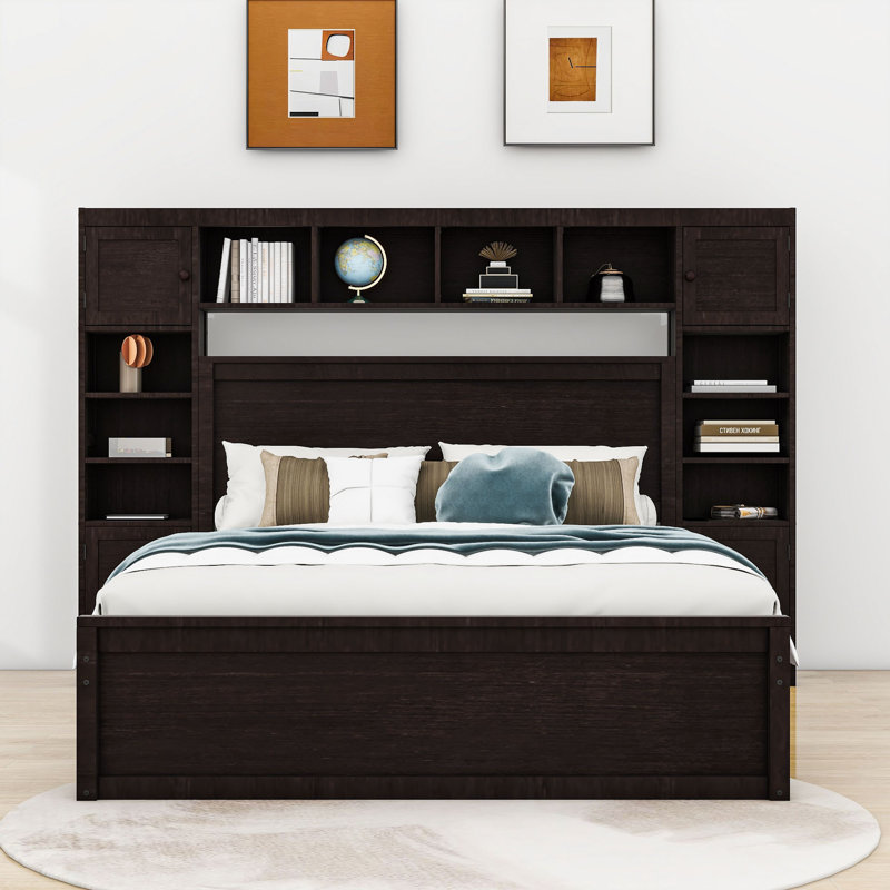 Lit plateforme avec rangement Alvinia, Grand, Espresso