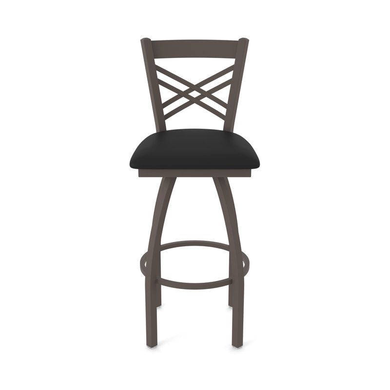 820 Catalina Swivel Stool, Bronze, Vinyl-Black Vinyl, Counter Stool (25" Seat Height)