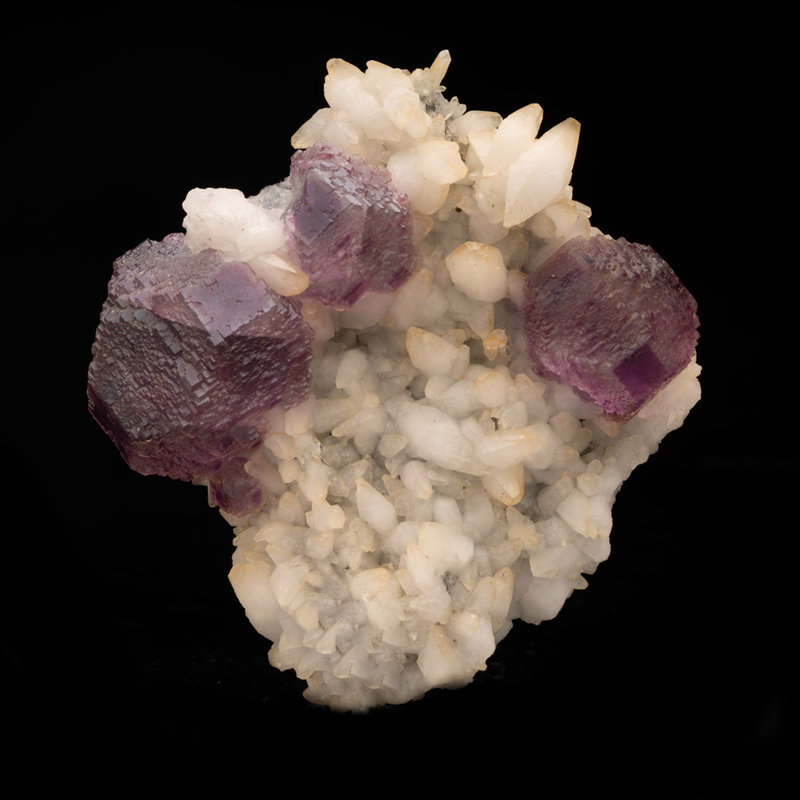 Purple Fluorite on Calcite From China