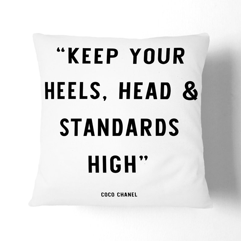 Keep Your Standards High Scatter Cushion, White, 55cm H x 55cm W x 20cm D