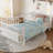 Twin Low Iron Bed Frame With For And , White, Safe, Made Of Engineered Wood, American Style In Bedroom