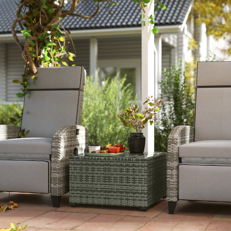 Rattan Side Table, Grey