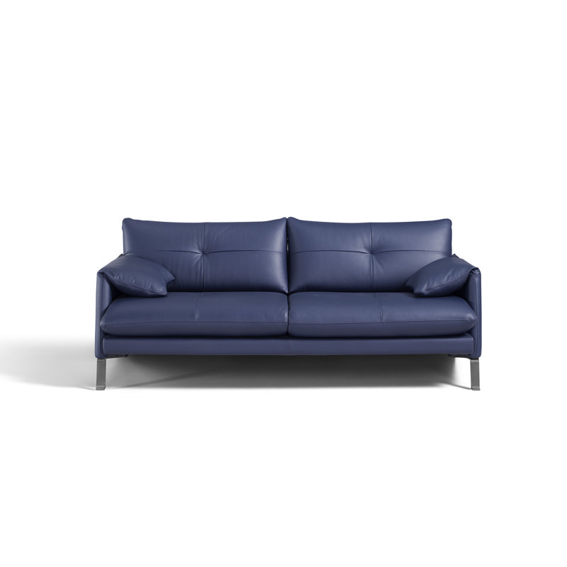 Esponga Upholstered 73'' Loveseat, Blue Prussia Genuine Leather