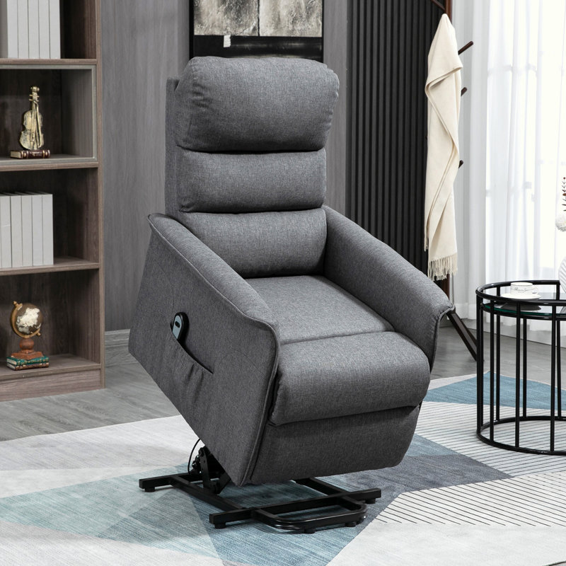 Fauteuil en tissu avec télécommande, Gris, Motorisé - Télécommande, Oui