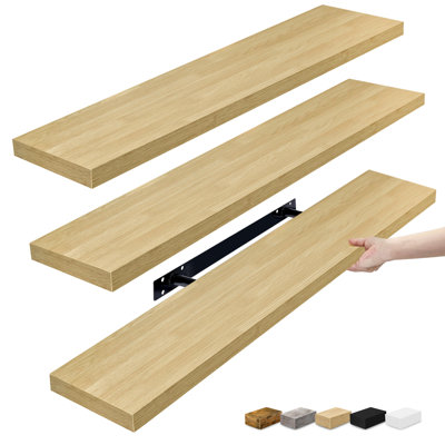 Sorbus Floating Shelves for Wall - Set of 3 Long Floating Shelves for Bedroom, Kitchen, Living Room, Bathroom Shelves, Farmhouse Home Decor - Wall Mounted Floating Shelves - Long, Maple