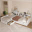 Lit de jour simple en L en forme de L avec lit gigogne sous le lit-927451664