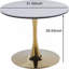 Table basse 31,5 "ronde en MDF avec table tulipe dorée et blanche Table de salle à manger Mid-Century pour 2 à 4 personnes avec table à piédestal et table de bout en céramique