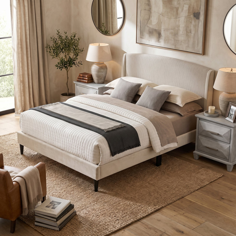 Clarence Contemporary 3 Pieces Bedroom Set, Queen, 3 Pcs: Bed, 2 Nightstands