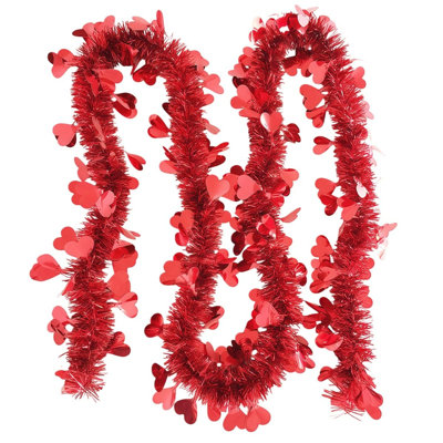 5 guirlandes de guirlande de la Saint-Valentin, 6,56 pi / pièce de guirlande de guirlandes de cœur brillant pour les fournitures de fête d'anniversaire de fiançailles, guirlande torsadée métallique pour ornements d'arbre de cheminée couronne de mariage, décoration de fête