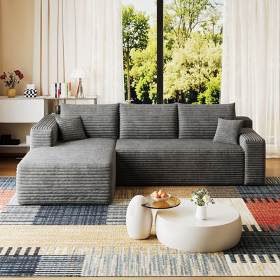 Canapé modulaire 95 po Cloud, fauteuils rembourrés minimalistes modernes, canapé confortable en forme de L pour le salon, canapé d'angle à assise profonde, aucun assemblage requis