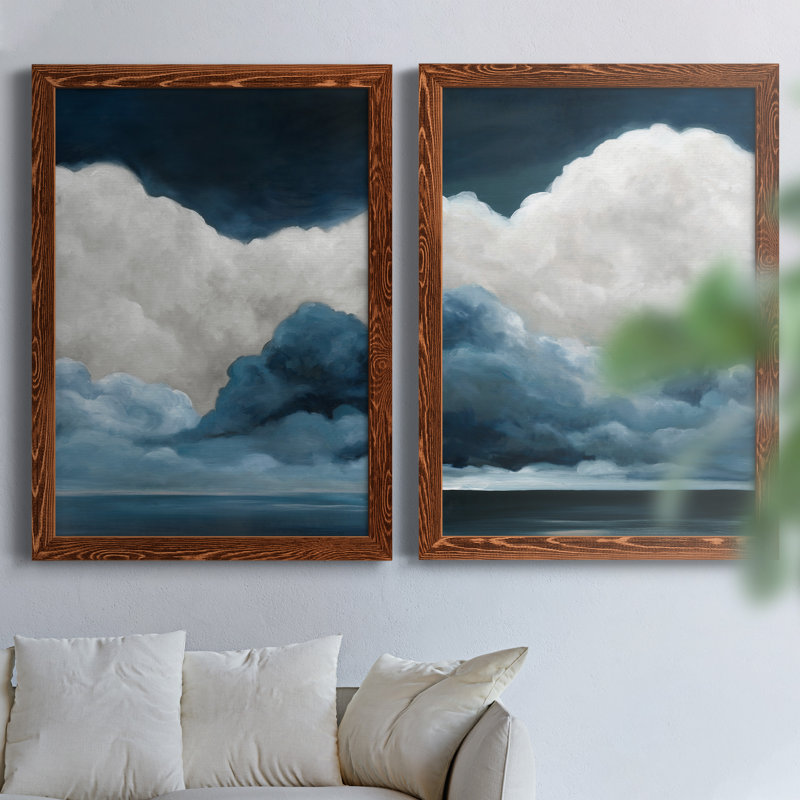 Nature's Drama I - Ensemble de 2 peintures sur toile encadrées, Toile avec cadre érable, H 31 po x l 44 po x P 1 po