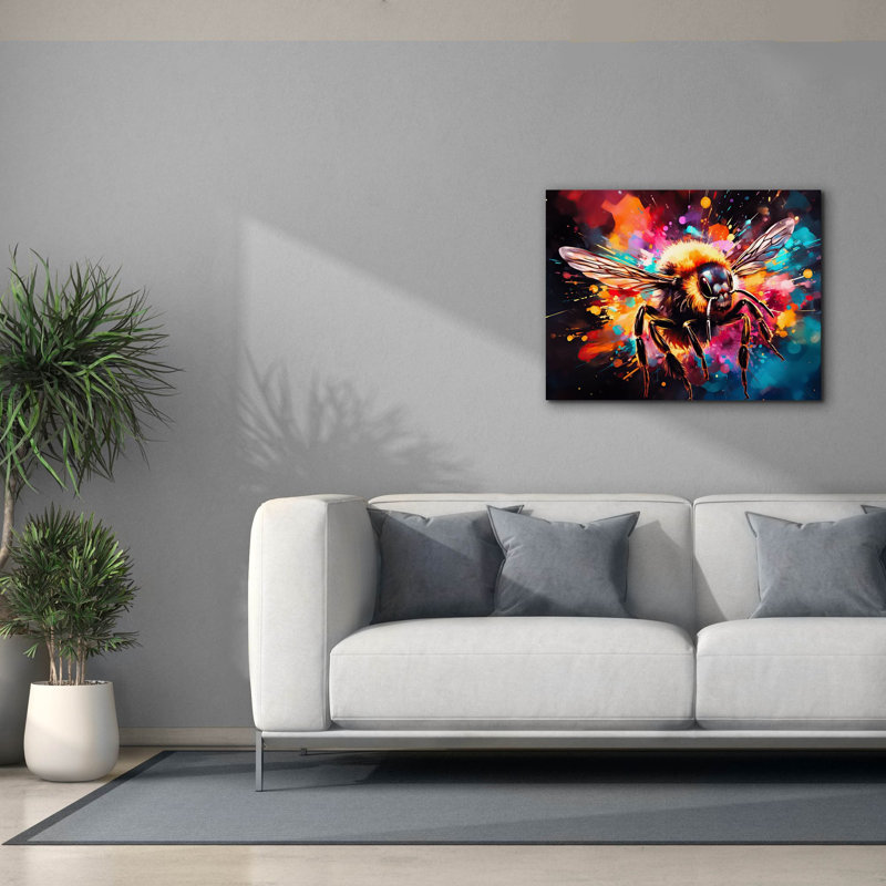 «Bee Paint» par Momart, art mural sur toile, 54 po x 40 po, H 26 po x l 34 po x P 1,5 po