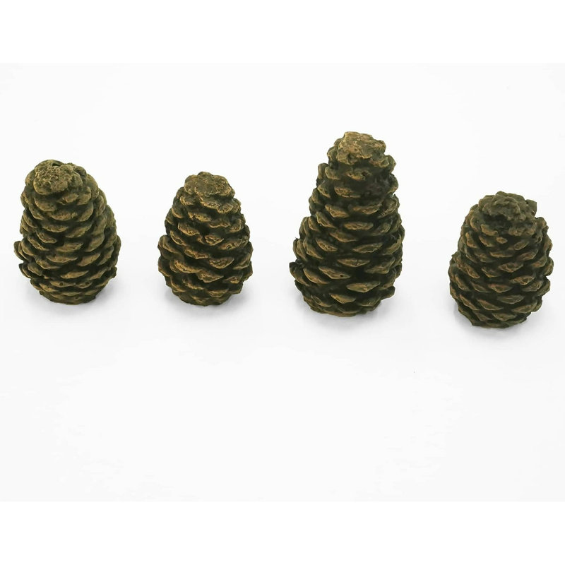 Rustic Matte Brown Concrete Decorative Pine Cones Set