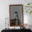 Miroir Mid-Century moderne, miroir de chambre haute définition mural non-déformable, miroir de salon, brun