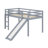 Low Loft Bed With Slide, Ladder, Safety Guardrails-1980673599