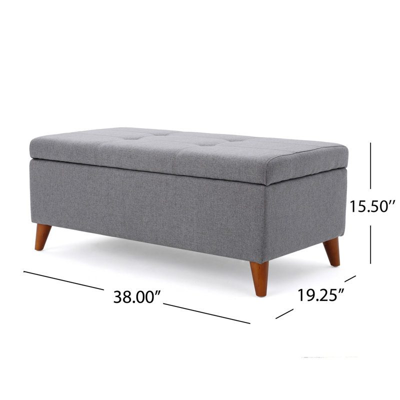 Harper Grey Fabric Tufted Storage Ottoman with Birch Legs