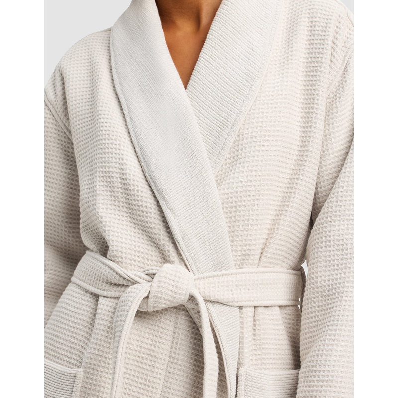 Waffle Bath Robe, XS, Light Gray