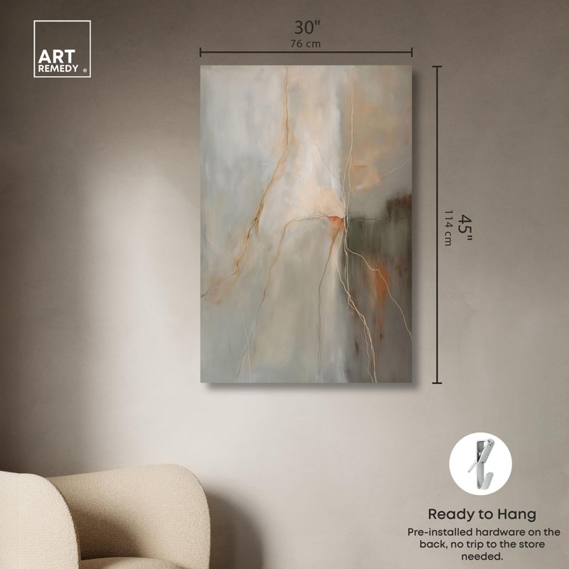 Toile «Fiery Traces III» par Art Remedy, Toile tendue, H 45 po x l 30 po