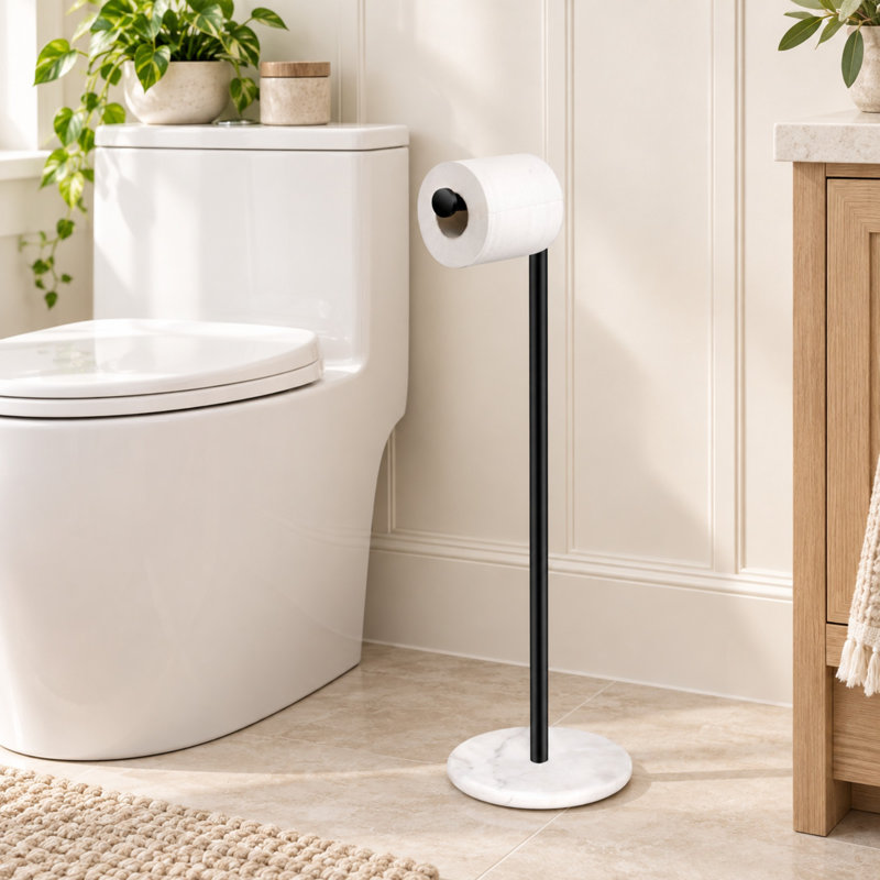 Porte-papier hygiénique sur pied, Noir mat