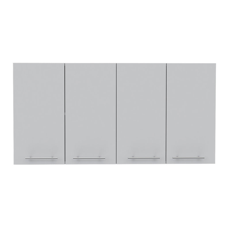 Armoire murale 120, quatre portes, deux armoires, deux tablettes - blanc, Blanc