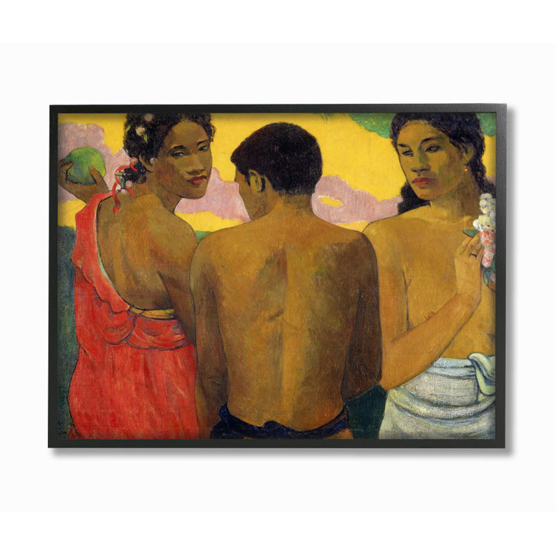 « coucher de soleil, figures natives classiques » par paul gauguin-reproduction d’art, H 11 po x l 14 po x P 1,5 po