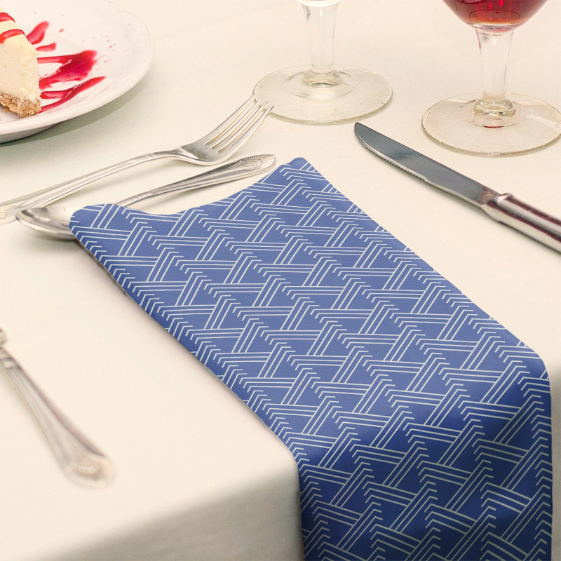 Serviette de table en coton Zig Zag, bleu, H 0,1 po x l 10 po x P 10 po, Polyester sergé