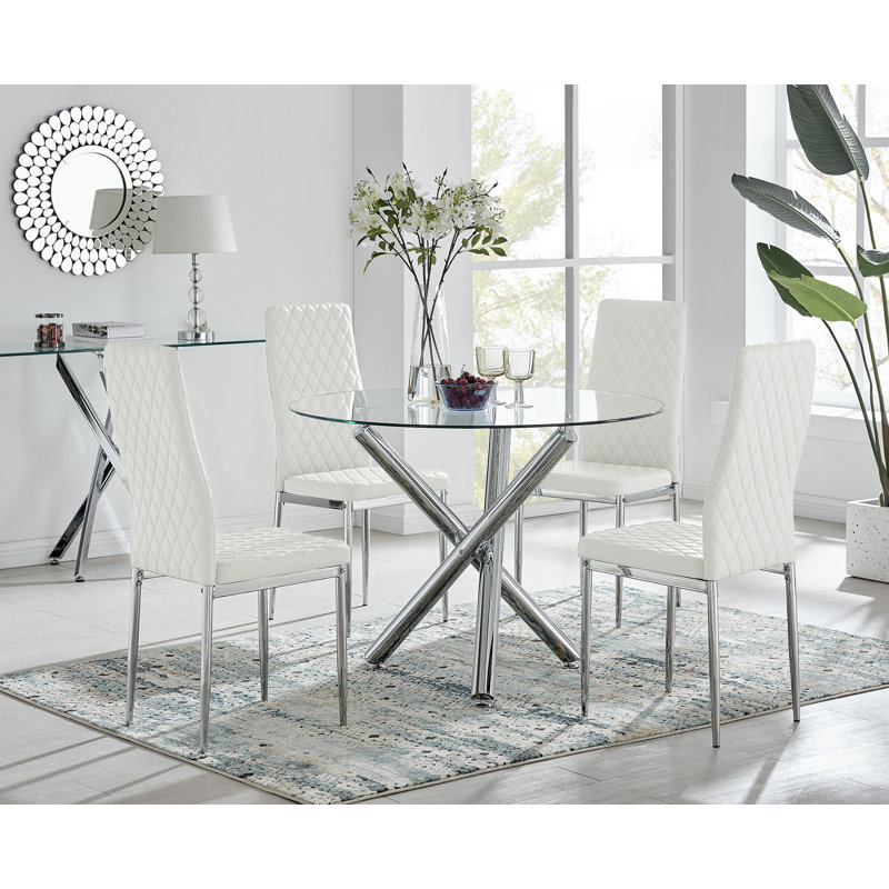 Eubanks Dining Set with 4 Chairs, White