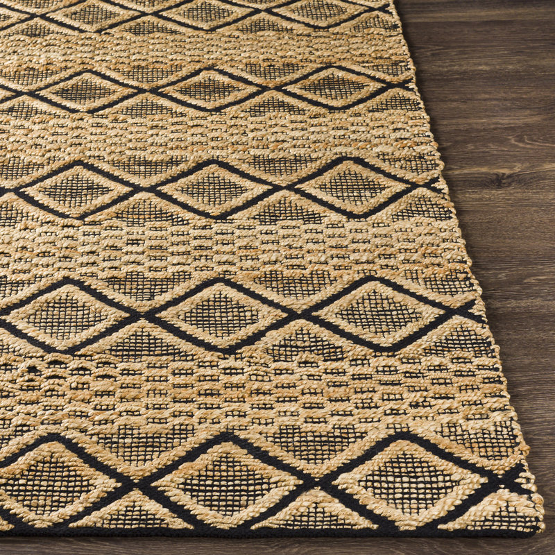 Colin Geometric Handwoven Tan Area Rug, Rectangle 3' x 5'