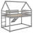 Twin Size Bunk House Bed with Slide and Ladder-1187898225