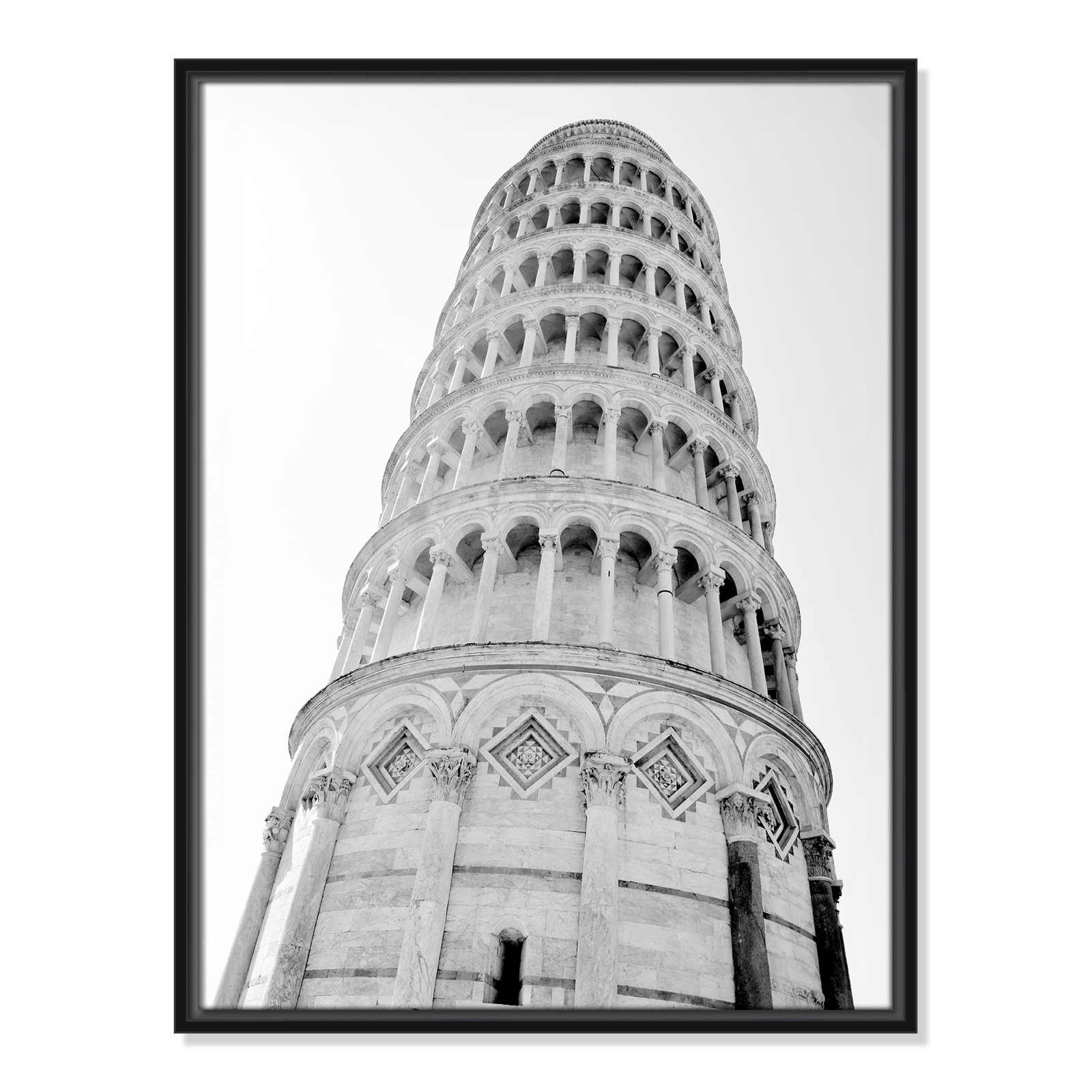 Iconic City Collection "Pisa" Print by Natalie Carpentieri, Black Floater Frame, No, 25.5" H x 19.5" W x 2" D