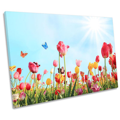 Tulip Floral Flowers Spring Framed - Wrapped Canvas Print