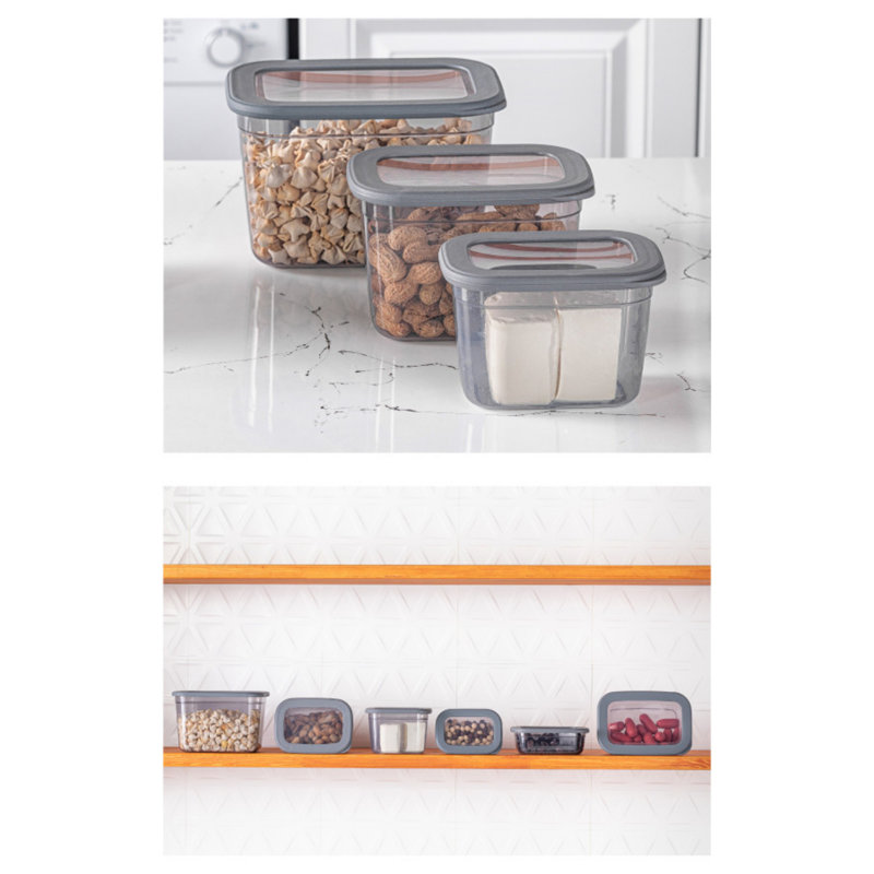 Ensemble de boîtes de rangement en plastique durable (3 pièces), couleur anthracite | Tailles: 5,5 x 7,9 x 5,1 po (2300 ml), 4,7 x 6,5 x 4,3 po (1300 ml), 3,9 x 5,5 x 3,7 po (800 ml) | Sans BPA, va au lave-vaisselle | Parfait pour organiser la maison et le bureau