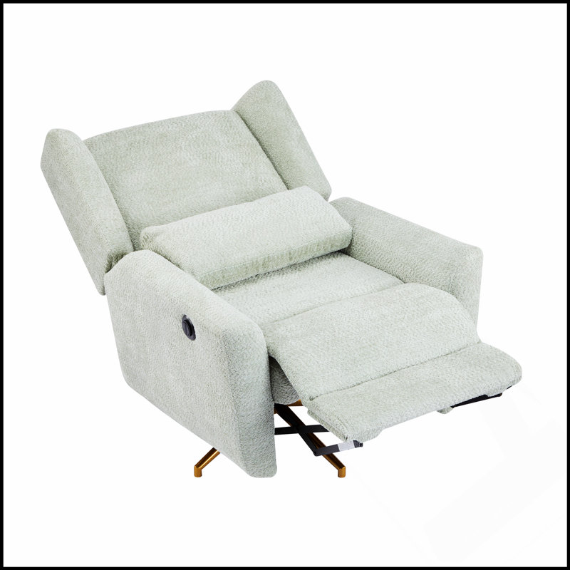 Power Recliner Chair Swivel With Gold 5-Star Base, Adjustable Backrest And Footrest For Ultimate Comfort And Style