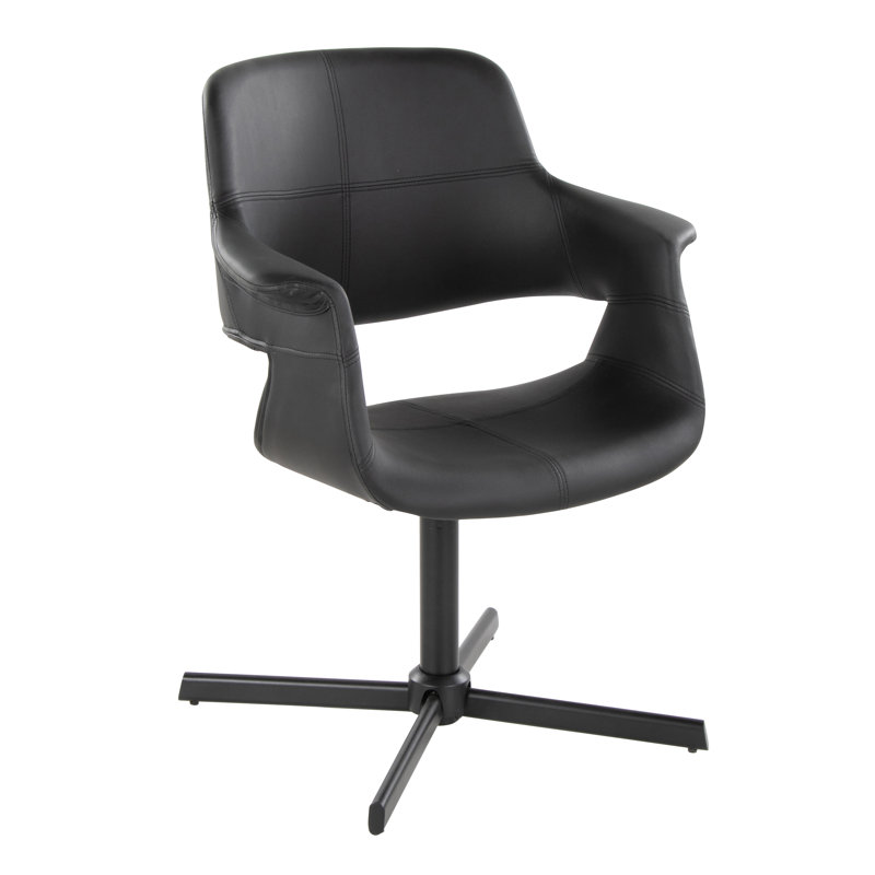 Jannemarie 27.5'' Wide Swivel Armchair, Black Faux Leather