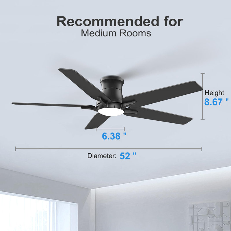 52 Inch Ceiling Fans with Lights and Remote, Black