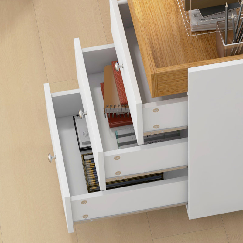 3 Drawer Home Office Storage Cabinet, Office Drawer On Wheels With Removable Tray, Under Desk Printer Stand With Storage (Cabinet)