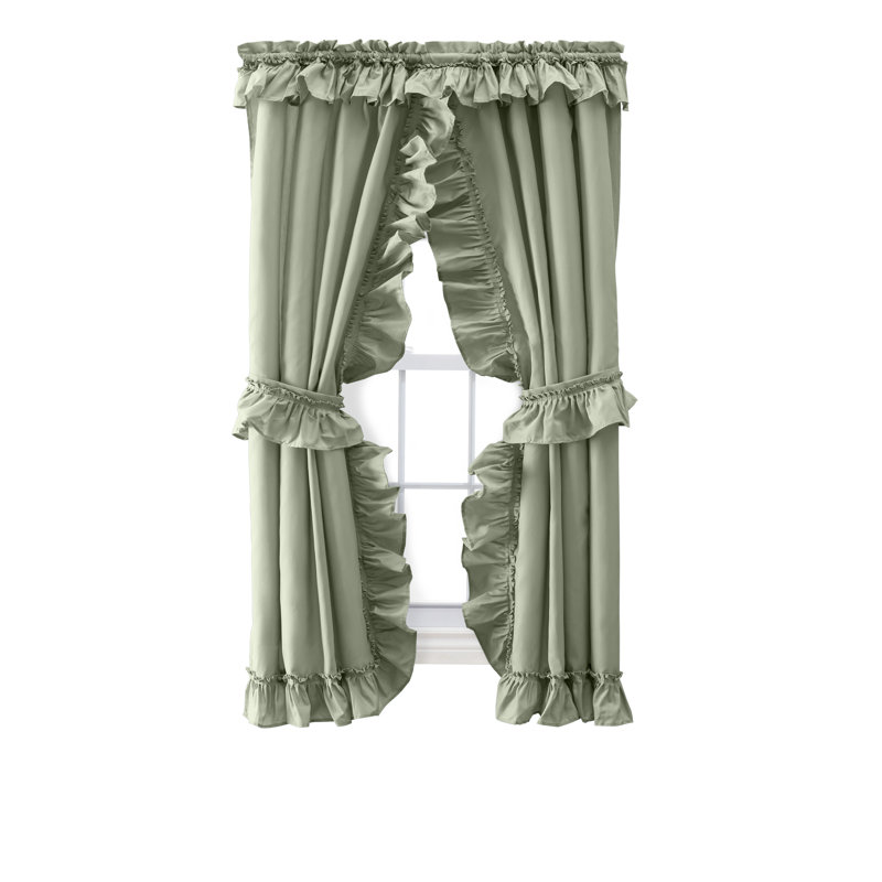 Ellis Cotton Blend Semi Sheer Curtain Pair, 27" W x 63" L, Sage
