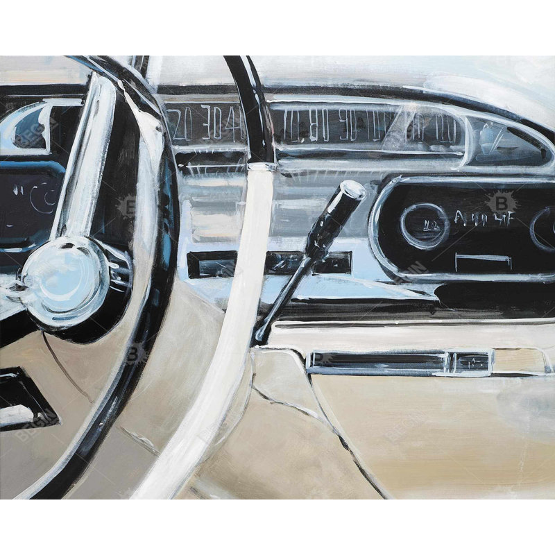 1950s Car Dashboard Print On Canvas, H 48 po x l 60 po