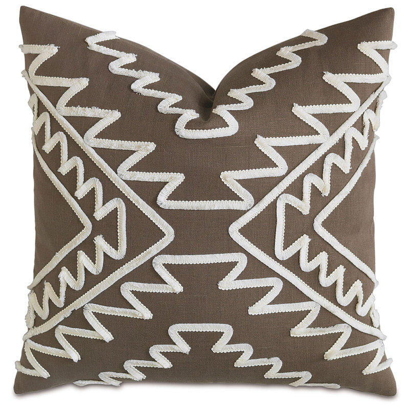 Glendorn Appliqued Linen Throw Pillow, Breeze Clay