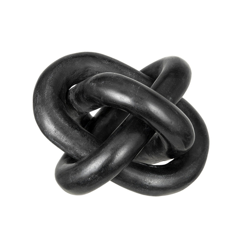 6X6x6" Decorative Marble Chain Sculpture, Black, Black