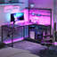 Zabarskaya Gaming Desk, Computer Desk with Power Outlets, LED Lights, Reversible Corner Desk with 4-Tier Shelves,Cup Holder & Hook Carbon Fiber-1493631659-1493676970
